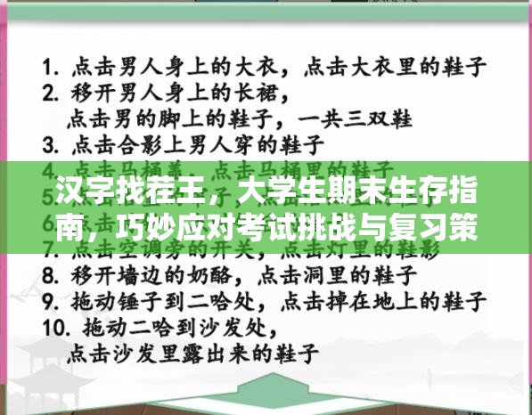 汉字找茬王，大学生期末生存指南，巧妙应对考试挑战与复习策略