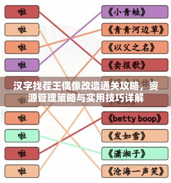 汉字找茬王偶像改造通关攻略，资源管理策略与实用技巧详解