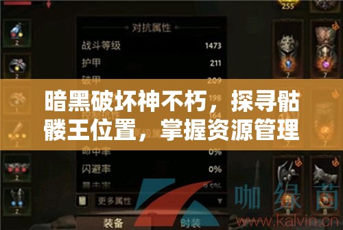 暗黑破坏神不朽，探寻骷髅王位置，掌握资源管理与高效利用策略，避免资源浪费