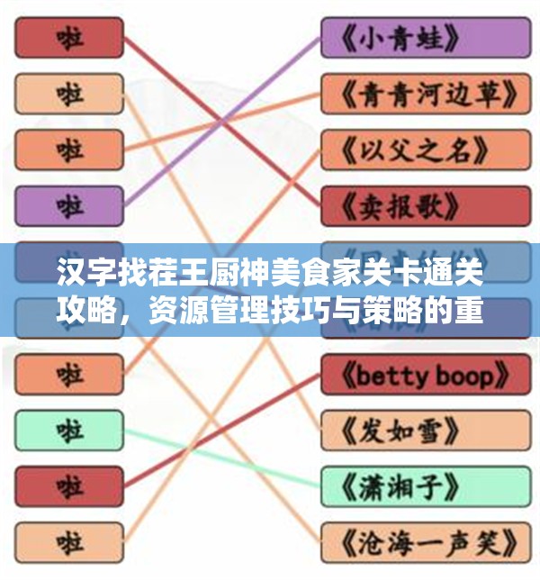 汉字找茬王厨神美食家关卡通关攻略，资源管理技巧与策略的重要性解析