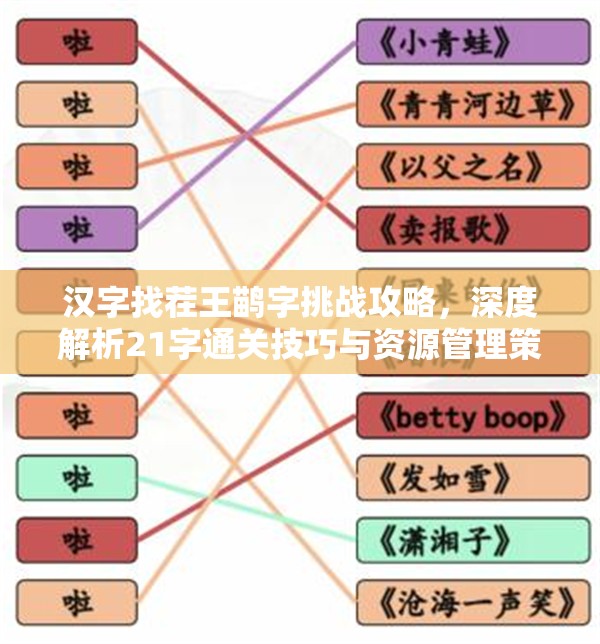 汉字找茬王鹋字挑战攻略，深度解析21字通关技巧与资源管理策略