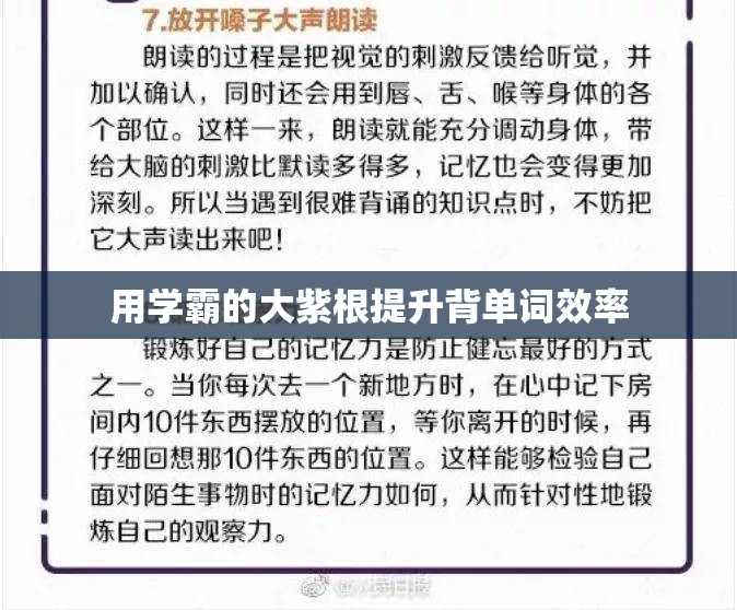 用学霸的大紫根提升背单词效率