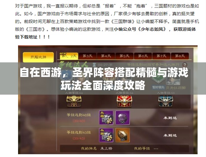 自在西游，圣界阵容搭配精髓与游戏玩法全面深度攻略