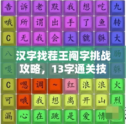 汉字找茬王阄字挑战攻略，13字通关技巧与资源管理中高效策略的应用