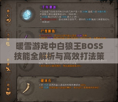 暖雪游戏中白狼王BOSS技能全解析与高效打法策略分享