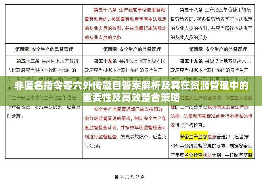 非匿名指令零六外传题目答案解析及其在资源管理中的重要性及高效整合策略