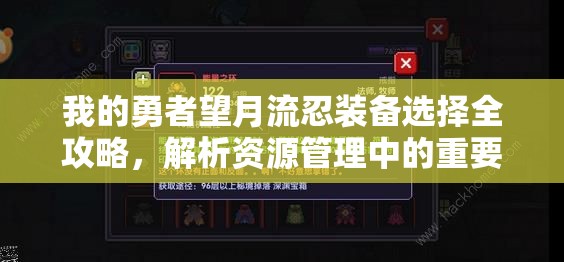 我的勇者望月流忍装备选择全攻略，解析资源管理中的重要性及实施高效策略