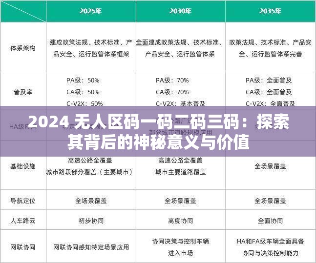 2024 无人区码一码二码三码：探索其背后的神秘意义与价值
