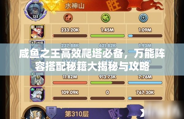 咸鱼之王高效爬塔必备，万能阵容搭配秘籍大揭秘与攻略