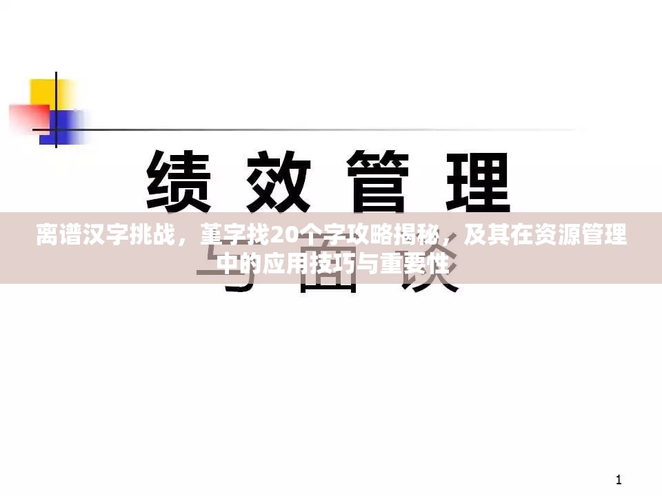 离谱汉字挑战，堇字找20个字攻略揭秘，及其在资源管理中的应用技巧与重要性