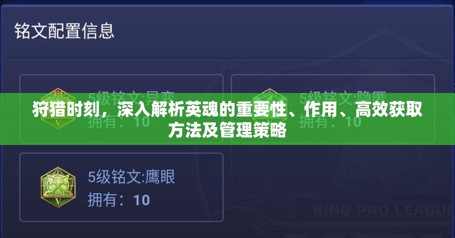 狩猎时刻，深入解析英魂的重要性、作用、高效获取方法及管理策略