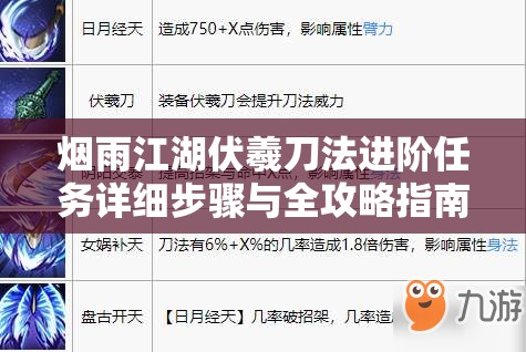 烟雨江湖伏羲刀法进阶任务详细步骤与全攻略指南