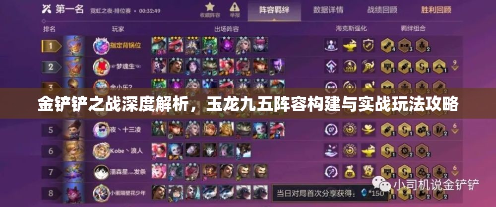 金铲铲之战深度解析，玉龙九五阵容构建与实战玩法攻略