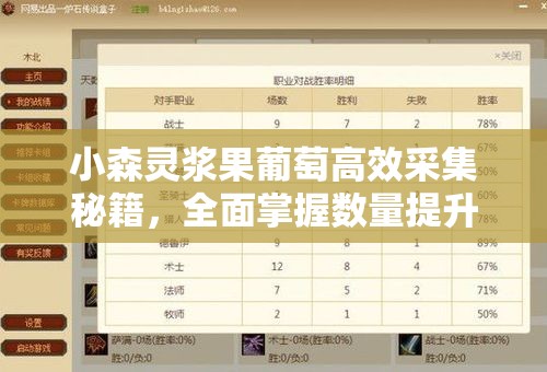 小森灵浆果葡萄高效采集秘籍，全面掌握数量提升与策略运用