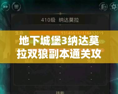 地下城堡3纳达莫拉双狼副本通关攻略，阵容搭配与打法思路全解析