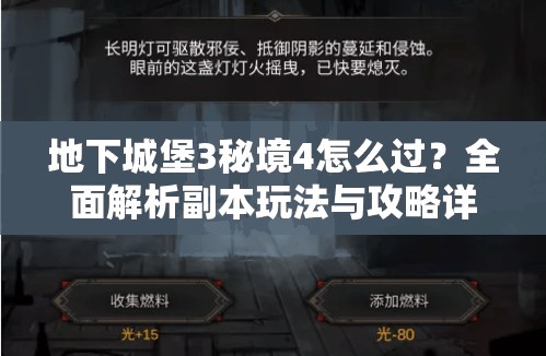 地下城堡3秘境4怎么过？全面解析副本玩法与攻略详解