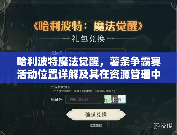哈利波特魔法觉醒，薯条争霸赛活动位置详解及其在资源管理中的重要性及优化策略