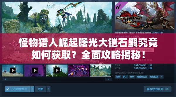 怪物猎人崛起曙光大铠石鲷究竟如何获取？全面攻略揭秘！