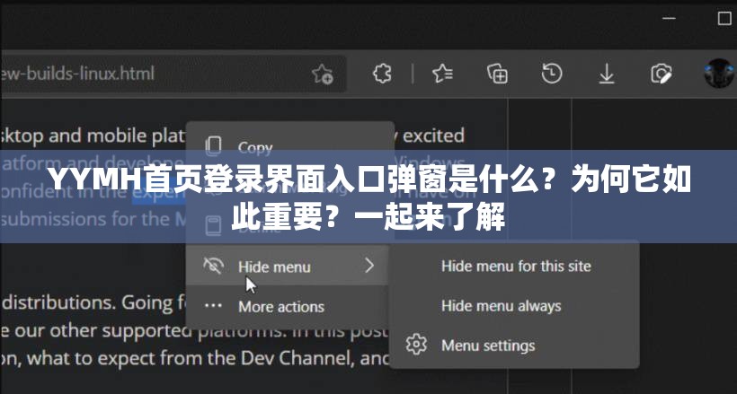 YYMH首页登录界面入口弹窗是什么？为何它如此重要？一起来了解