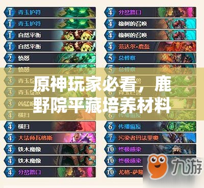 原神玩家必看，鹿野院平藏培养材料全面汇总及深度解析疑问解答？