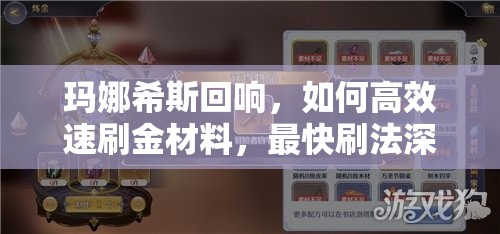 玛娜希斯回响，如何高效速刷金材料，最快刷法深度解析揭秘？