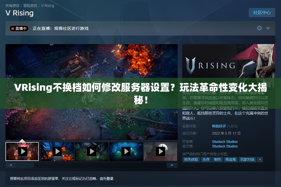 VRising不换档如何修改服务器设置？玩法革命性变化大揭秘！