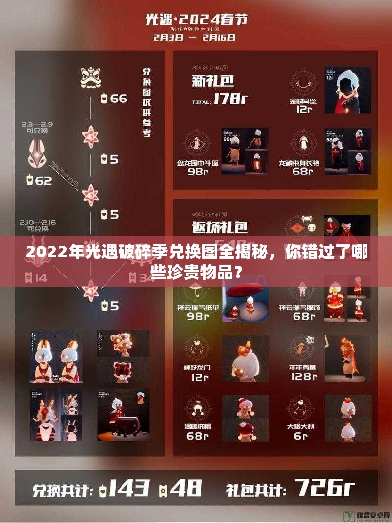 2022年光遇破碎季兑换图全揭秘，你错过了哪些珍贵物品？