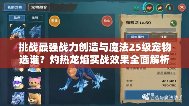 挑战最强战力创造与魔法25级宠物选谁？灼热龙焰实战效果全面解析